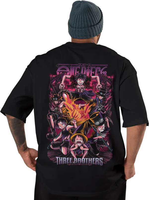 One_piece_-_Luffy_Ace_and_Sabo_Black_Oversized_T-shirt