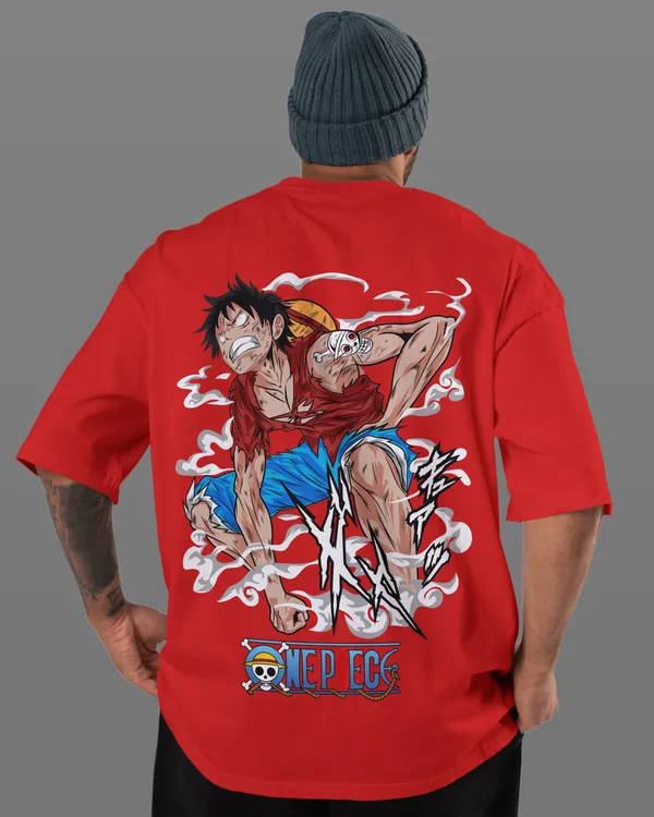 Once_Piece_-_Luffy_Gear_2_Red_Oversized_T-Shirt