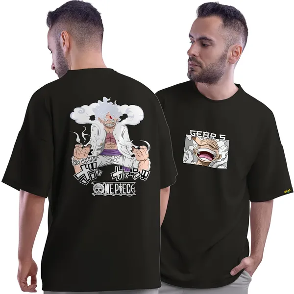 One_Piece_-_Luffy_Gear_5_Black_Loose_Fit_T-shirt