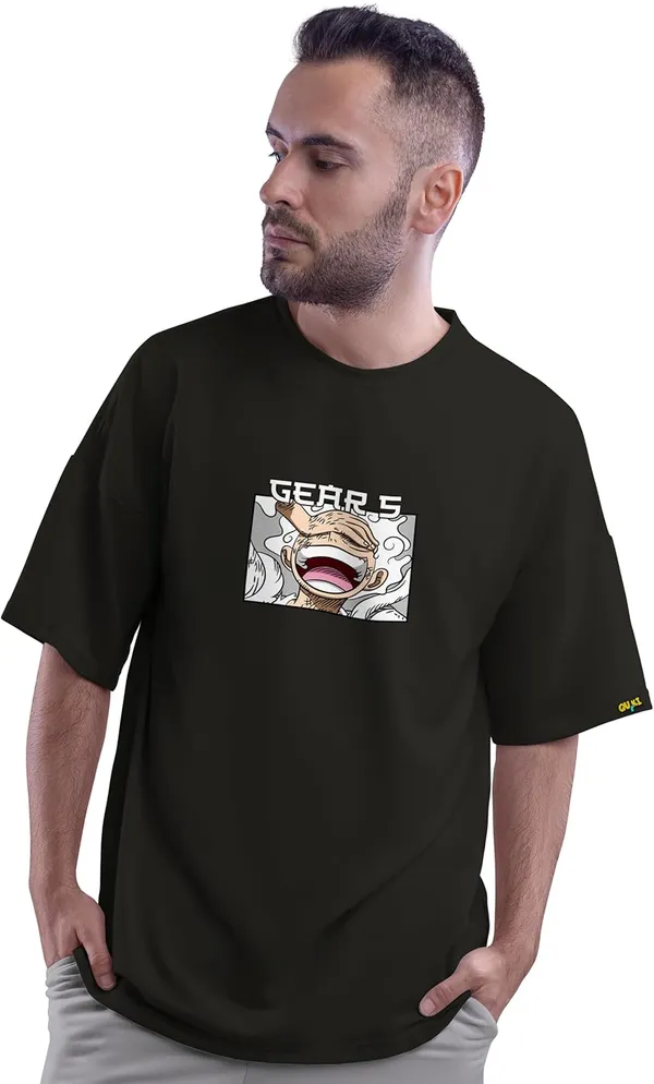 One_Piece_-_Luffy_Gear_5_Black_Loose_Fit_T-shirt