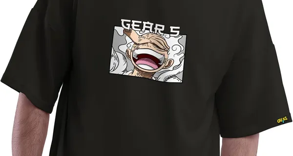 One_Piece_-_Luffy_Gear_5_Black_Loose_Fit_T-shirt
