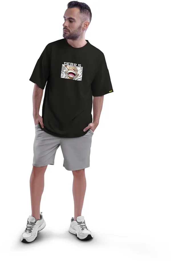One_Piece_-_Luffy_Gear_5_Black_Loose_Fit_T-shirt