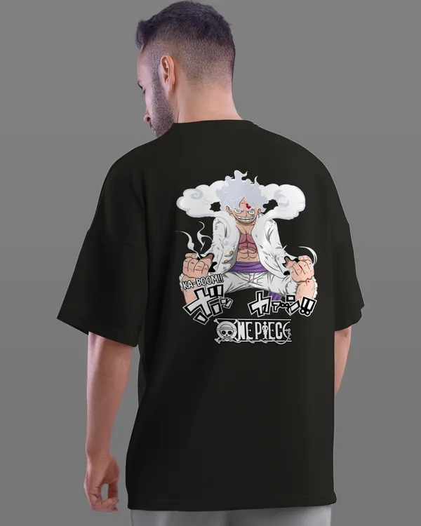 One_Piece_-_Luffy_Gear_5_Black_Loose_Fit_T-shirt
