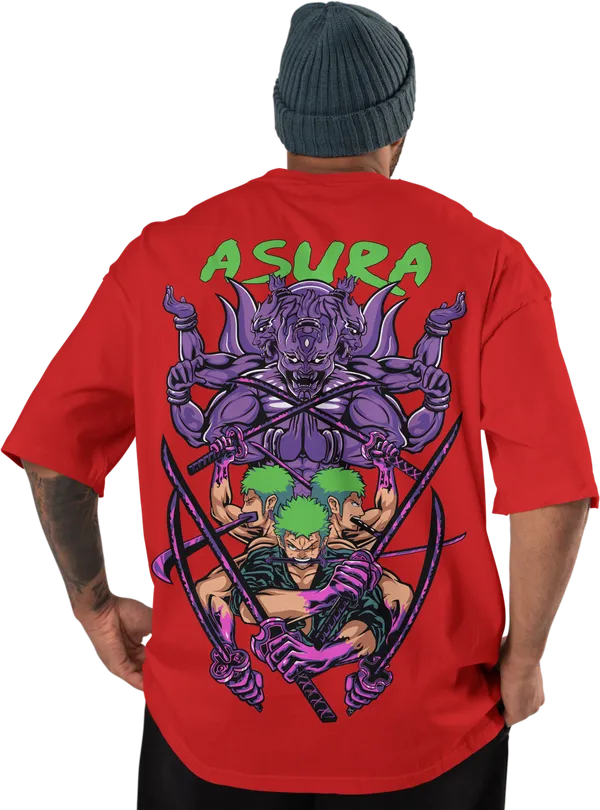 One_Piece_-_Zoro_Asura_Red_Oversized_T-Shirt