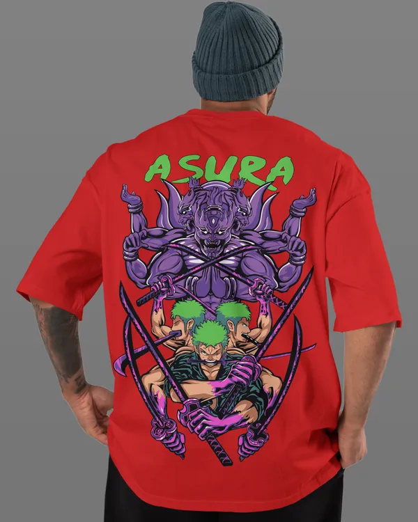 One_Piece_-_Zoro_Asura_Red_Oversized_T-Shirt