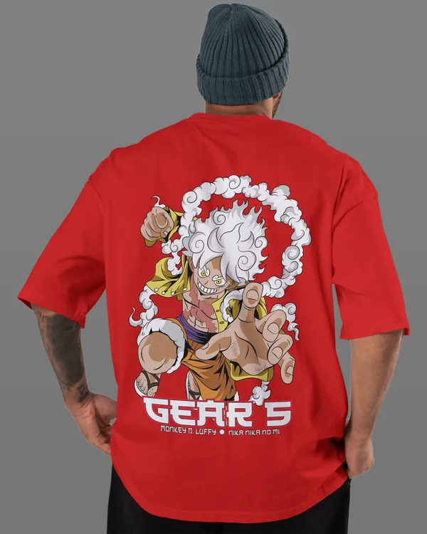 One_Piece_-_Luffy_Gear_5_Red_Oversized_T-Shirt