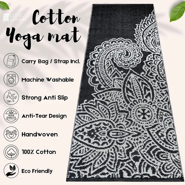 Black_Handmade_Knitted__Cotton_Strong_Anti_Slip_Grip,_Sweat_Absorbing,_Machine_Washable_Yoga_Mat_For_Women_&_Men_(2_X_6_Feet_|_8_Mm)