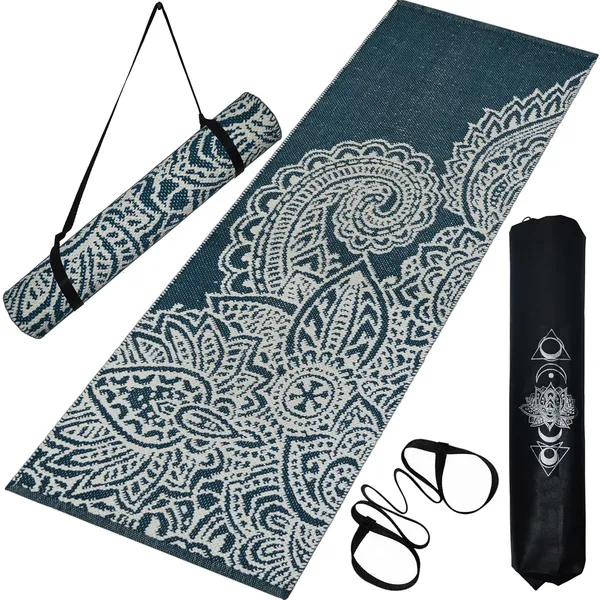 Green_Handmade_Knitted_Cotton_Strong_Anti_Slip_Grip,_Sweat_Absorbing,_Machine_Washable_Yoga_Mat_For_Women_&_Men_(2_X_6_Feet_|_8_Mm)