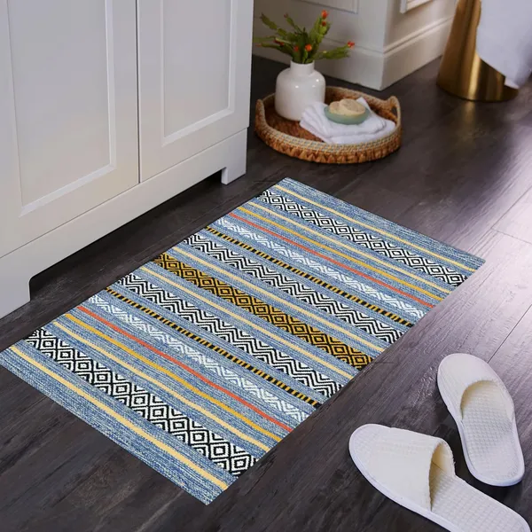 Blue_Handmade_Knitted_Melange_Premium_Cotton_Floor_Rug_For_Bedroom,_Living_Room,_Kitchen_(2_X_3_Feet)