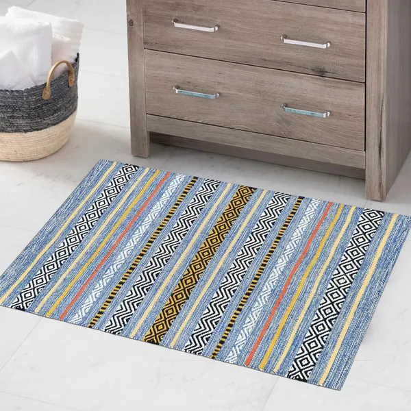 Blue_Handmade_Knitted_Melange_Premium_Cotton_Floor_Rug_For_Bedroom,_Living_Room,_Kitchen_(2_X_3_Feet)