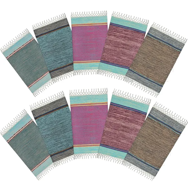 Multicolor_Handmade_Knitted_Anti_Slip_Pure_Cotton_Water_Absorbing,_Machine_Washable_Floor_Mats_(40_X_60_Cm_|__4_Mm_Thick)_(Pack_Of_10_Pcs)