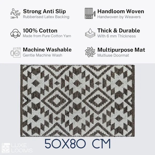 White_Handmade_Knitted_Anti_Slip_Cotton_Water_Absorbing_Floor_Mats_(50_X_80_Cm)_(Pack_Of_2_Pcs)