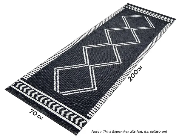 White_&_Black_Handmade_Knitted_Premium_Cotton_Runner_For_Bedroom,_Living_Room,_Kitchen,_Balcony_(70_X_200_Cm_|__7_Mm_Thick)