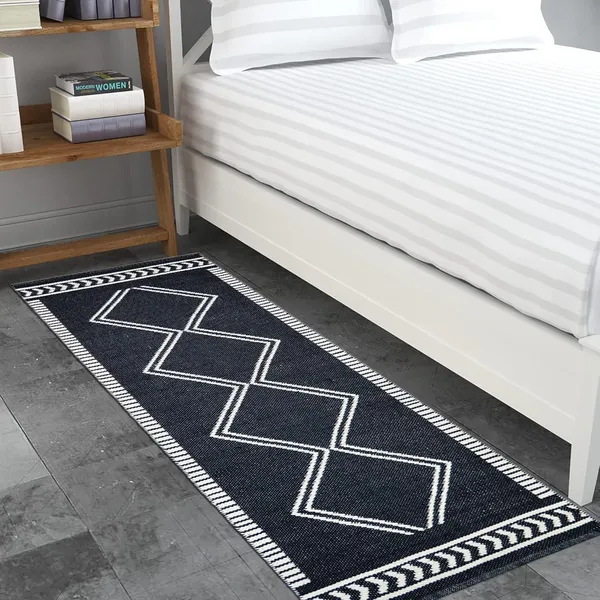 White_&_Black_Handmade_Knitted_Premium_Cotton_Runner_For_Bedroom,_Living_Room,_Kitchen,_Balcony_(70_X_200_Cm_|__7_Mm_Thick)