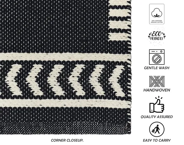 White_&_Black_Handmade_Knitted_Premium_Cotton_Runner_For_Bedroom,_Living_Room,_Kitchen,_Balcony_(70_X_200_Cm_|__7_Mm_Thick)