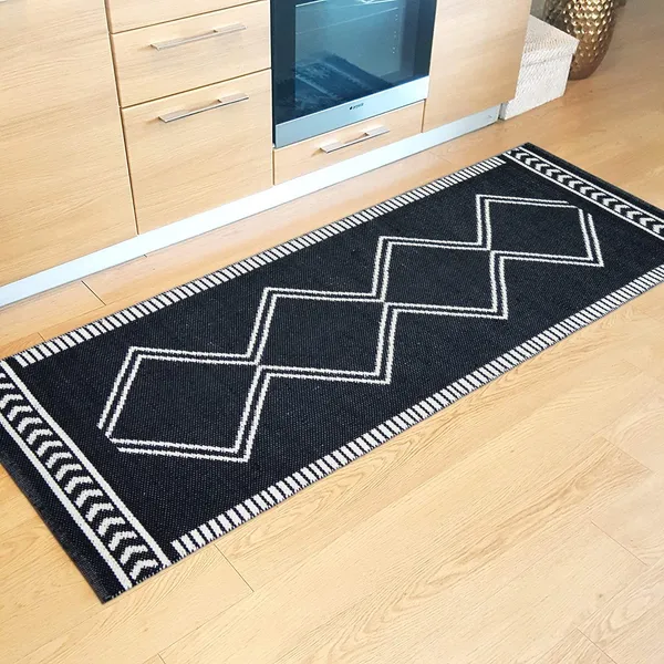 White_&_Black_Handmade_Knitted_Premium_Cotton_Runner_For_Bedroom,_Living_Room,_Kitchen,_Balcony_(70_X_200_Cm_|__7_Mm_Thick)