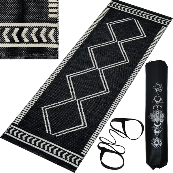 Black_Handmade_Knitted_Strong_Anti-Slip_Backing_Cotton_Yoga_Mat_(70_X_200_Cm_|_8_Mm_Thick)