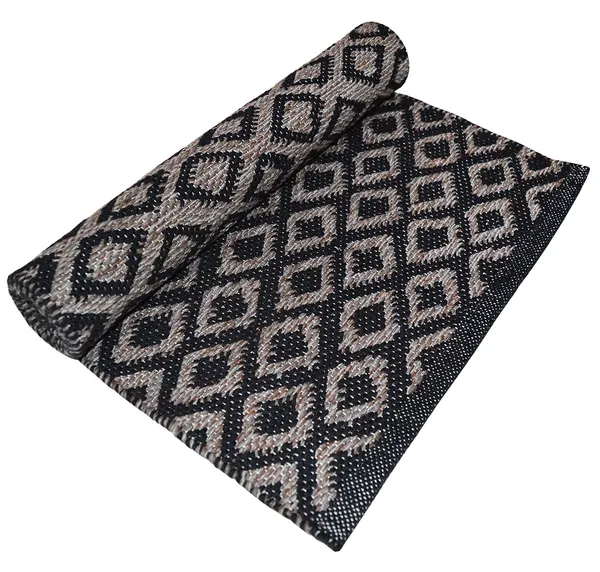 Black_Handmade_Knitted_Cotton_Runner_For_Bedroom,_Living_Room,_Kitchen,_Entrance_(45_X_130_Cm_|__10_Mm_Thick)