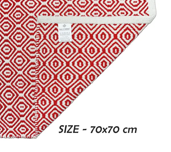 Red_Handmade_Knitted_Multipurpose_Cotton_Thick_Square_Puja_Mat_(70_X_70_Cm_|__9_Mm_Thick)