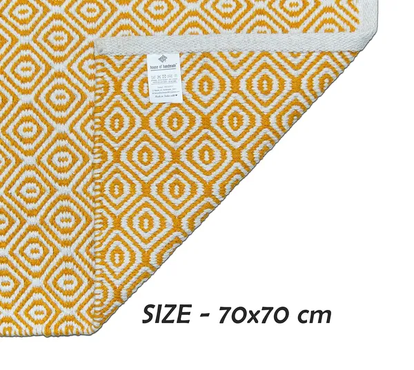 Yellow_Handmade_Knitted__Multipurpose_Cotton_Thick_Square_Puja_Mat_(70_X_70_Cm_|__9_Mm_Thick)