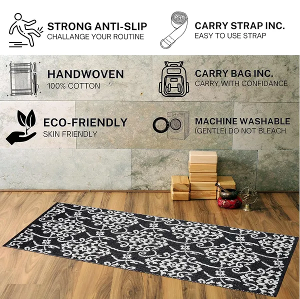 Black_Premium_Handmade_Knitted_Cotton_Yoga_Mat_With_Strong_Anti_Skid_Backing,_Carry_Bag_&_Strap_(8Mm)