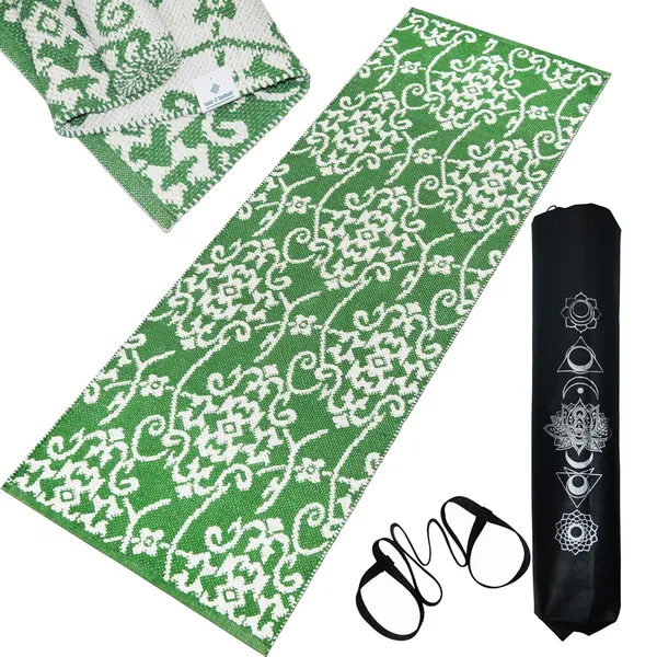 Green_Handmade_Knitted_Strong_Anti-Slip_Backing_Cotton_Yoga_Mat_With_Carry_Bag_&_Strap_(2_X_6_Feet_|_10_Mm_Thick)