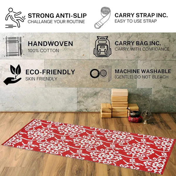 Red_Handmade_Knitted_Premium_Cotton_Yoga_Mat_With_Strong_Anti_Skid_Backing,_Carry_Bag_&_Strap_(8Mm)