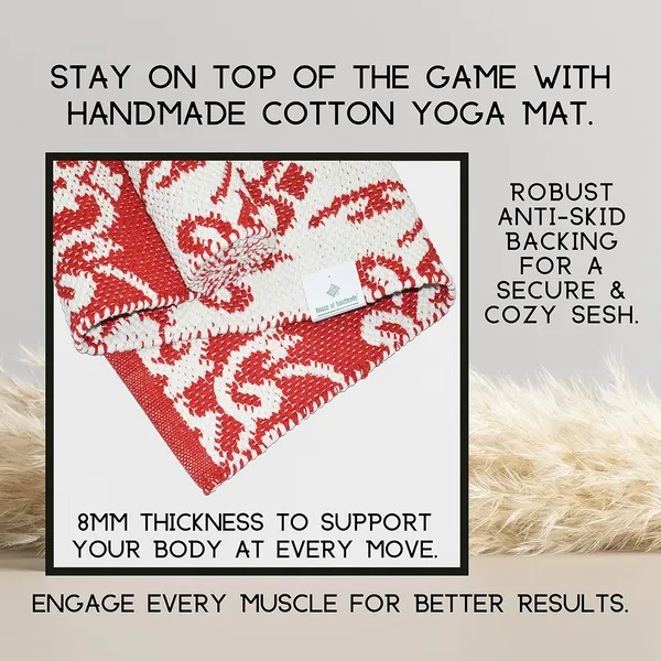 Red_Handmade_Knitted_Premium_Cotton_Yoga_Mat_With_Strong_Anti_Skid_Backing,_Carry_Bag_&_Strap_(8Mm)