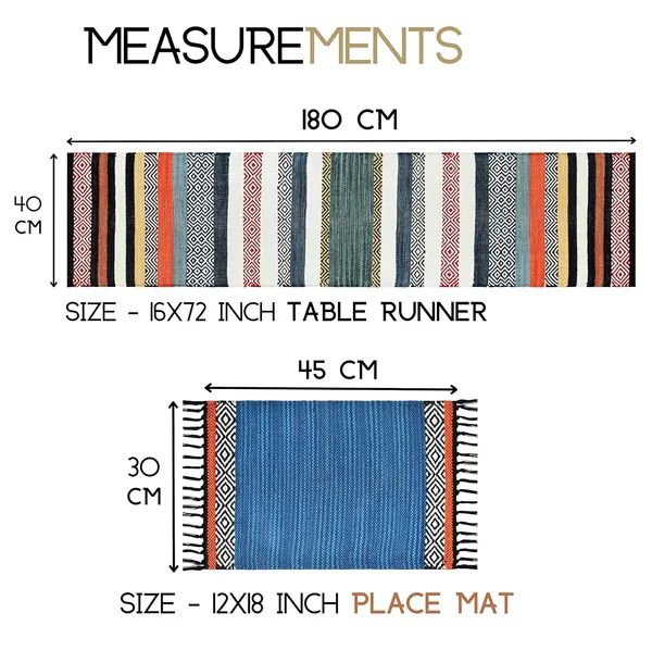Multicolor_Handmade_Knitted_Thick_Machine_Washable_Table_Mats_(1_Table_Runner_&_6_Place_Mats)_(16_X_72_Inch_|_12_X_18_Inch)_(Pack_Of_7_Pcs)