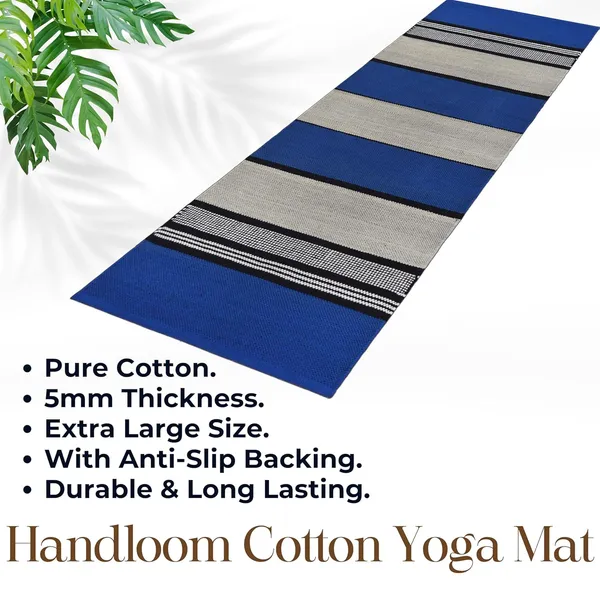 Blue_Handmade_Knitted__Cotton_Yoga_Mat_For_Women_And_Men_With_Carry_Bag_And_Strap_(2.4_X_6.8_Feet)