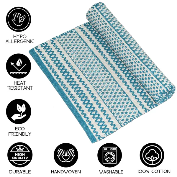 Turquoise_Handmade_Knitted_Thick,_Anti_Skid,_Pure_Cotton_Bedside_Runner_For_Bedroom,_Living_Room,_Kitchen_(50_X_150_Cm)