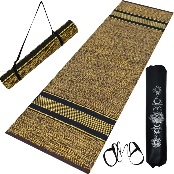 Brown_Handmade_Knitted_Premium_Cotton_Yoga_Mat_With_Strong_Anti_Skid_Backing,_Carry_Bag_&_Strap_(2_X_6_Feet_|_5_Mm_Thick)