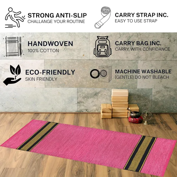 Pink_Premium_Handmade_Knitted_Cotton_Yoga_Mat_With_Strong_Anti_Skid_Backing,_Carry_Bag_&_Strap_(2_X_6_Feet_|_5_Mm_Thick)