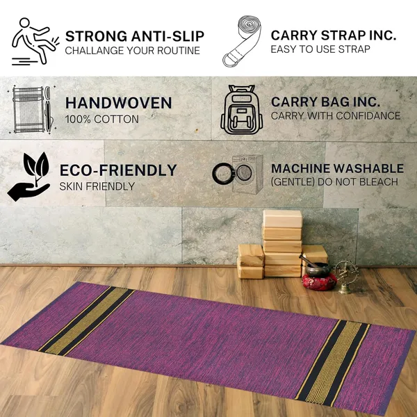 Purple_Handmade_Knitted_Premium_Cotton_Yoga_Mat_With_Strong_Anti_Skid_Backing,_Carry_Bag_&_Strap_(2_X_6_Feet_|_5_Mm_Thick)