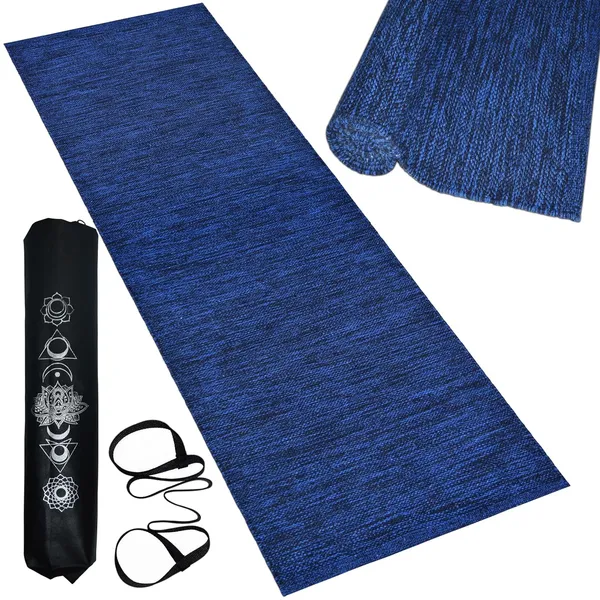 Blue_Handmade_Knitted__Woven_Strong_Anti-Slip_Backing_Pure_Cotton_Yoga_Mat_For_Women_And_Men_(2_X_6_Feet_|_6_Mm)