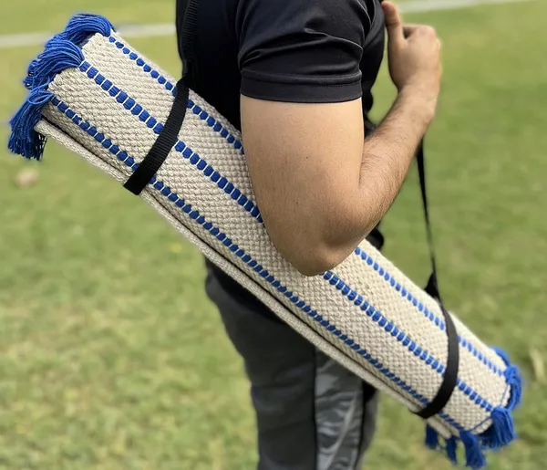 Blue_Handmade_Knitted_Cotton_Yoga_Mat_Ribbed_With_Fringes_For_Extra_Grip_Anti-Slip_With_Carry_Bag_&_Strap_(2_X_6_Feet_|_9_Mm_Thick)