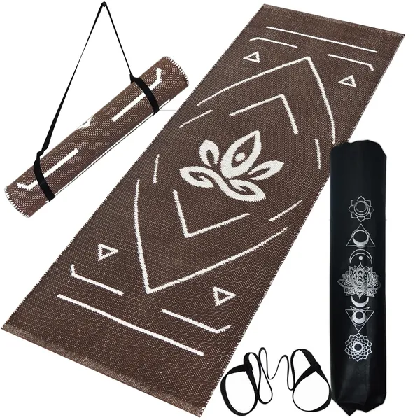 Brown_Handmade_Knitted_Premium_Cotton_Yoga_Mat_With_Strong_Anti_Skid_Backing,_Carry_Bag_&_Strap_(2_X_6_Feet_|_7_Mm_Thick)