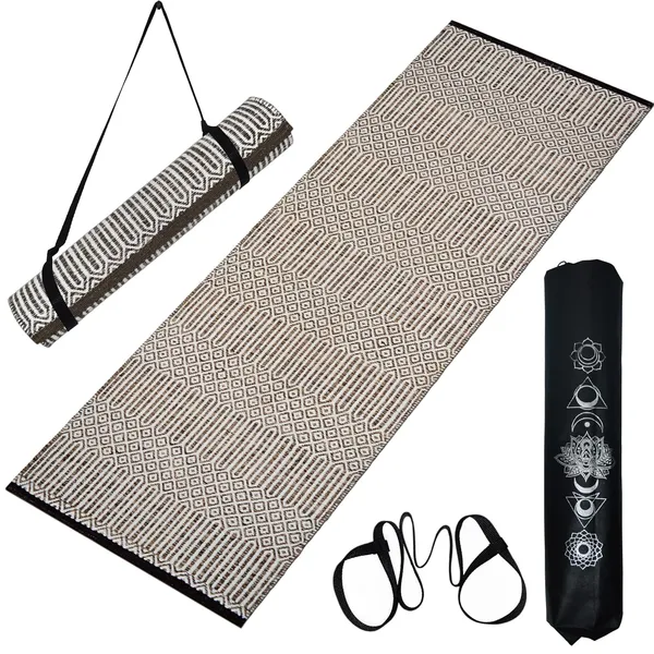 Brown_Handmade_Knitted_Strong_Anti-Slip_Backing_Cotton_Yoga_Mat_With_Carry_Bag_&_Strap_(2_X_6_Feet_|_10_Mm_Thick)