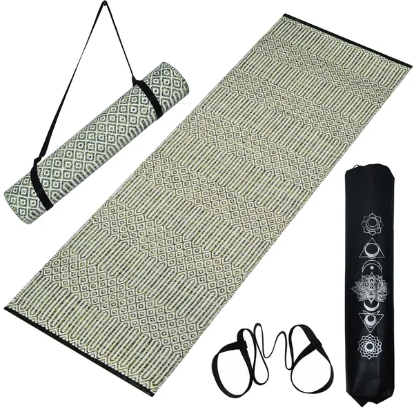 Green_Handmade_Knitted_Premium_Cotton_Yoga_Mat_With_Strong_Anti_Skid_Backing,_Carry_Bag_&_Strap_(2_X_6_Feet_|_8_Mm_Thick)