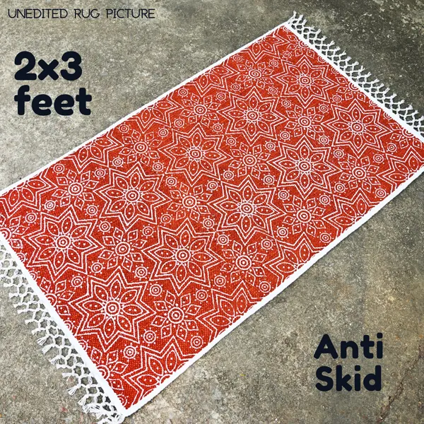 Handwoven_Cooton_Printed_Mat,_Size-_2X3_Feet,_Color-_Terracotta_/_BrickRed.