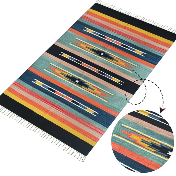Handwoven_Traditional_Kilim_Rug,_4x6_feet,_Ideal_for_Living_room,_Bedroom,_etc._Multicolor