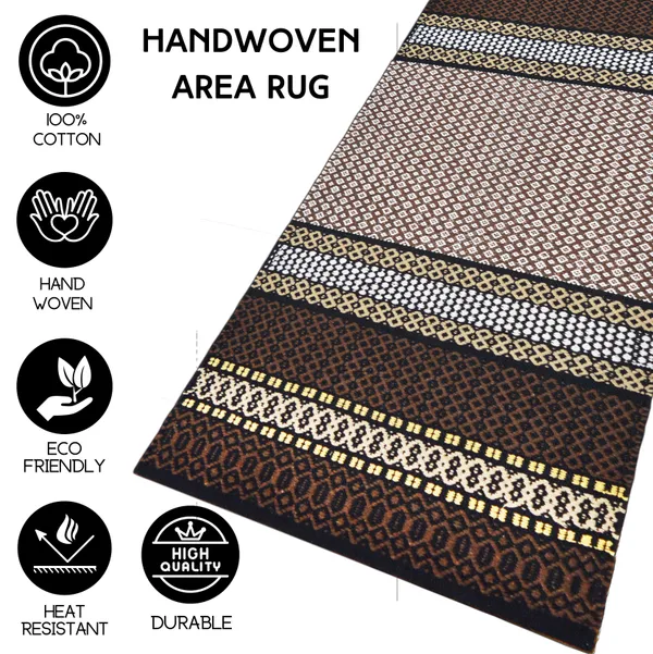 Premium_Cotton_Runner_Rug,_2X5_Feet,_Anti_Slip_Back,_Brown.