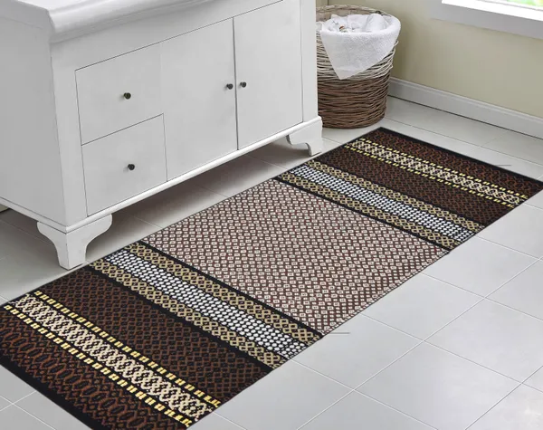 Premium_Cotton_Runner_Rug,_2X5_Feet,_Anti_Slip_Back,_Brown.