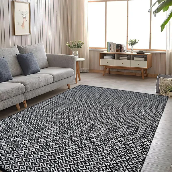 Premium_Handloom_Area_Rug,_Size-6X9_Feet,_1700_GSM_Black-White