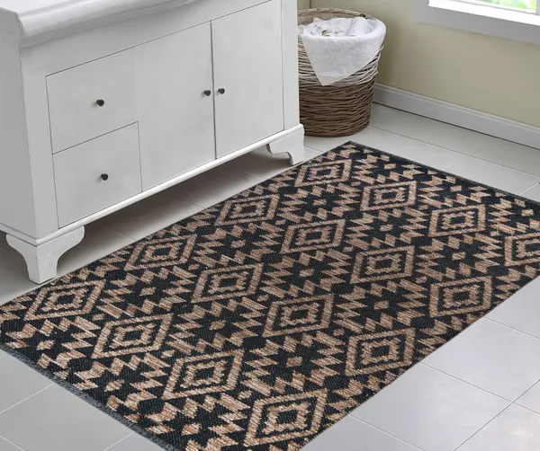 Premium_Handwoven_Area_Rug,_3X5_Feet,_1600_GSM,_Washable,_Color-_Black/Brown