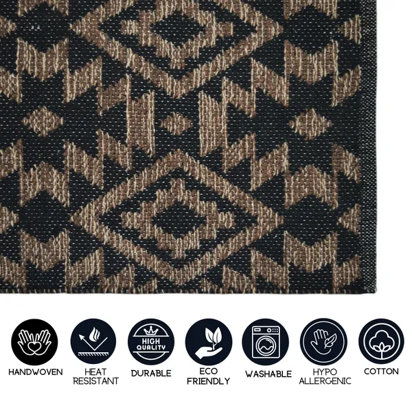 Premium_Handwoven_Area_Rug,_3X5_Feet,_1600_GSM,_Washable,_Color-_Black/Brown