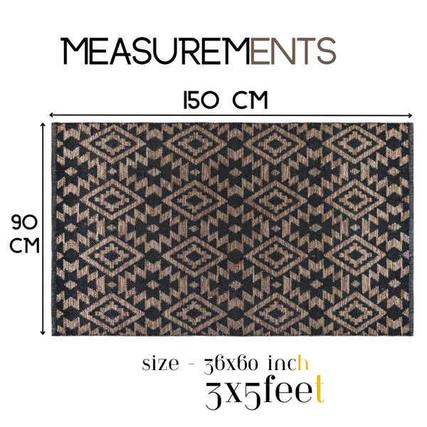 Premium_Handwoven_Area_Rug,_3X5_Feet,_1600_GSM,_Washable,_Color-_Black/Brown