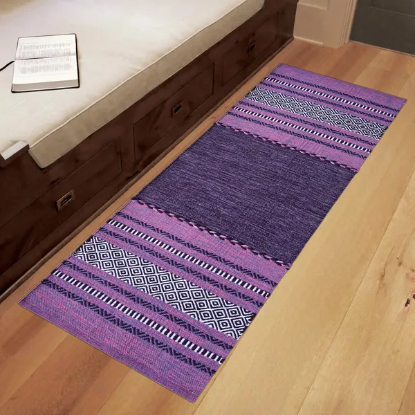 Premium_Handwoven_Multiuse_Runner_Rug_for_Home._Size-2X5_Feet_Anti-Skid._Color_-_Purple