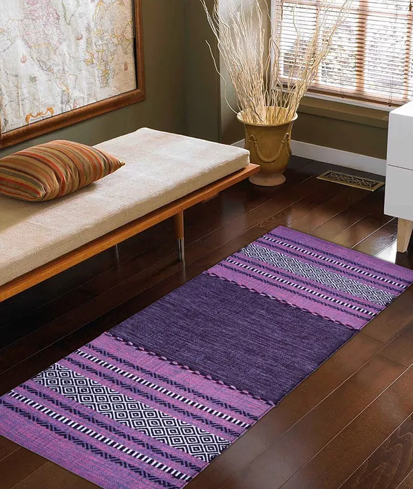 Premium_Handwoven_Multiuse_Runner_Rug_for_Home._Size-2X5_Feet_Anti-Skid._Color_-_Purple