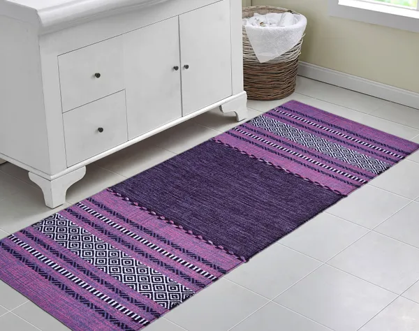 Premium_Handwoven_Multiuse_Runner_Rug_for_Home._Size-2X5_Feet_Anti-Skid._Color_-_Purple